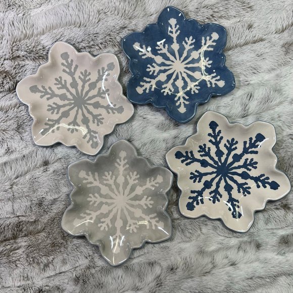 St. Nicholas Square Other - [St. Nicholas Square] Winter Frost Snowflake Cocktail Plates Holidays Christmas